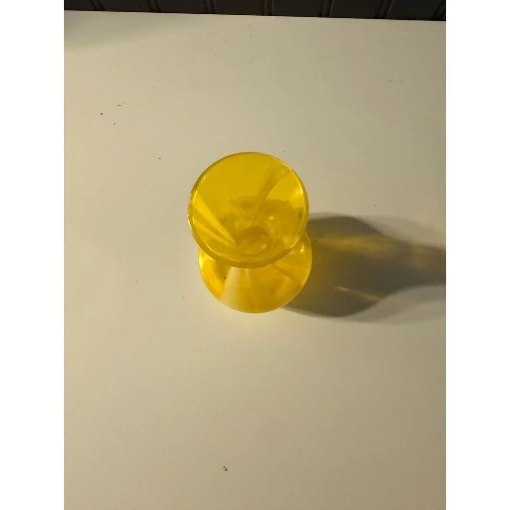 Hand blown yellow and white swirl bud vase